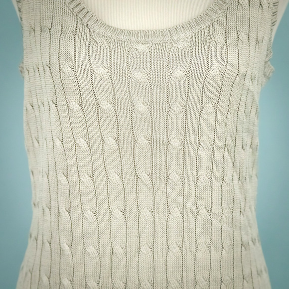 Ralph Lauren Black Label Size Large L Silver Gray Metallic Cable Knit Silk Dress - Picture 2 of 6